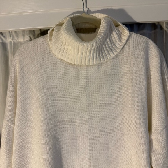 GAP Cream Turtleneck Sweater Women’s Size XL Ribbed Knit Drop Shoulder Cozy - Picture 3 of 11